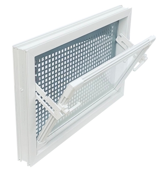 Kellerfenster weiss 80 x 30 cm Isolierverglasung 3.3 incl. Schutzgitter, Insektenschutz, 4 Fensterbauschrauben, Fensterkeile
