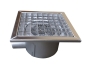 Preview: Bodenablauf Edelstahl 300 x 300mm Ablauf DN 110 waagerecht