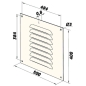 Preview: Skizze Metall Lüftungsgitter weiss 500 x 400 mm