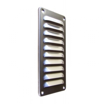 Edelstahl Lüftungsgitter 105 x 215mm mit Insektenschutz, Schrauben, Dübel