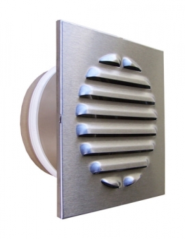 Lüftungsgitter Edelstahl Eckig mit Stutzen DN 100 mm Länge 100 mm