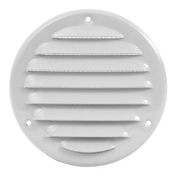 Lüftungsgitter Durchmesser 140 mm Metall weiss mit Insektenschutz, Schrauben, Dübel