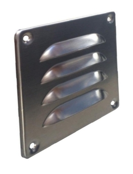 Lüftungsgitter Edelstahl 100 x 100 mm mit Insektenschutz, Schrauben, Dübel