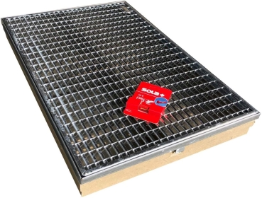 Bodenwanne mit Stahlzarge 600 x 400 mit einliegendem Rost und Schnurwasserwaage