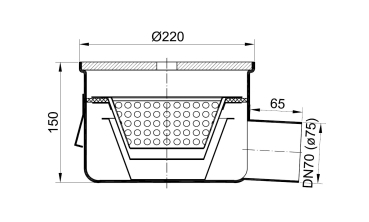 Preview: Skizze Edelstahlablauf DN75 waagerecht