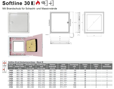 Preview: Datenblatt Brandschutz Revisionstür Softline 30