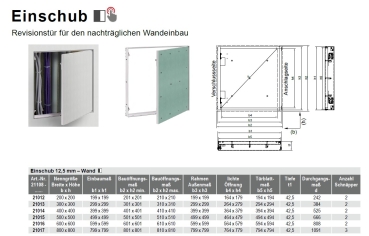 Preview: Datenblatt Einschubrevisionstür