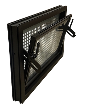 Kellerfenster braun 60 x 30 cm Isolierverglasung 3.3 incl. Schutzgitter, Insektenschutz, 4 Fensterbauschrauben, Fensterkeile