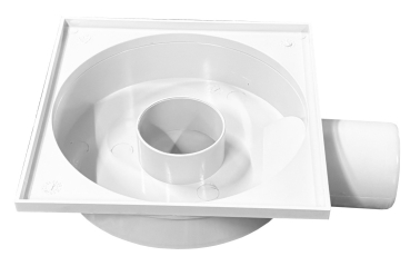 Preview: Bodenablauf 150 x 150 superflach Abgang DN 50 Kunststoffrost