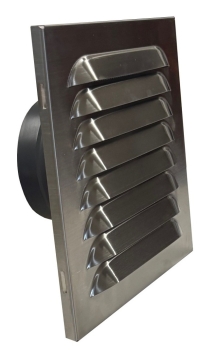 Lüftungsgitter Edelstahl Eckig mit Stutzen DN 100 mm Länge 100 mm