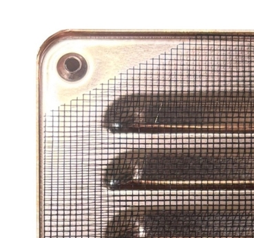 Preview: Lüftungsgitter aus Kupfer 130 x 90 mm, incl. Insektenschutz, Schrauben und Dübel