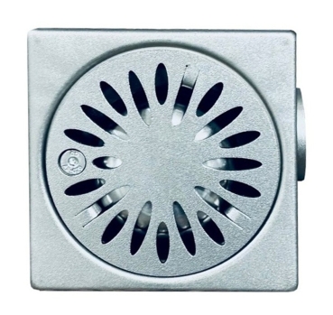 Edelstahl Bodenablauf, Kellerablauf 10 x 10 cm waagerecht Abgang DN 40