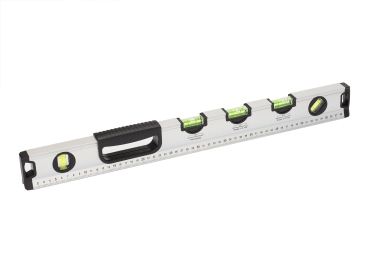 Aluminium Wasserwaage mit 5 Libellen für Horizontal, Vertikal sowie 1,5 Grad 3,5 Grad 45 Grad Messungen, V-Profil Unterseite für Rohrauflage