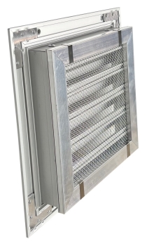 Preview: Lüftungsgitter 200 x 200 mm Aluminium eloxiert starkeRückseite  Ausführung mit Insektenschutz