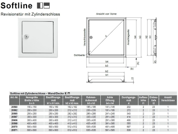 Preview: Datenblatt Revisionstüren Zylinderschloss