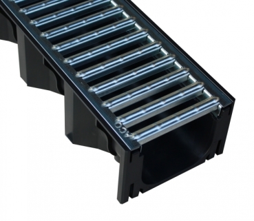 ACO Hexaline 2.0 Rinne schwarz 1 Meter Stegrost Stahl verzinkt
