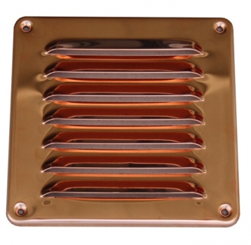 Lüftungsgitter aus Kupfer 155 x 155 mm incl. Insektenschutz, Edelstahlschrauben und Dübel