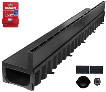 Rinnenset 3 ACO Schlitzrinne Hexaline 1 Meter 1 Zubehörset 1 Schnurwasserwaage