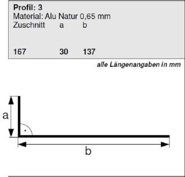 Aluminium Winkelprofil 137/30 Länge 2 Meter, HG 3