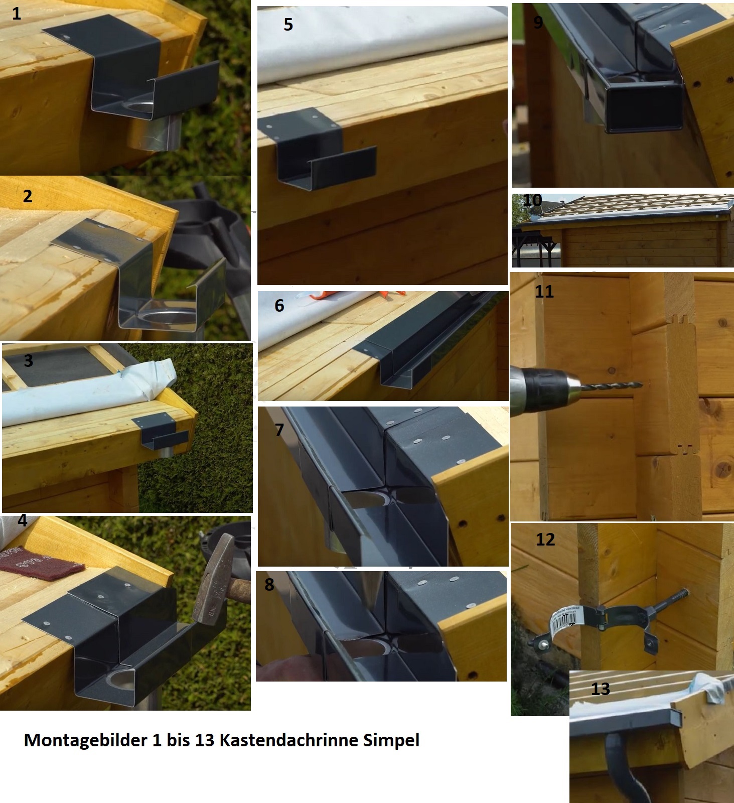 Montagematerial Kastendachrinne Simpel 2 Meter Aluminium weiss incl 