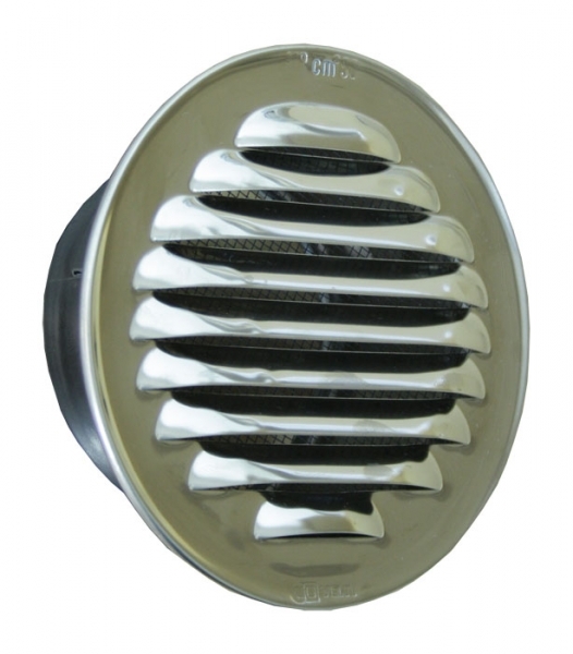 Lüftungsgitter Edelstahl Rund Stutzen DN 80 mm/Länge 45 mm, mit Schaumgummidichtung