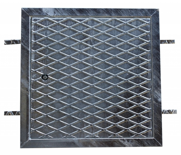 Schachtabdeckung, Riffelblechdeckel mit Rahmen 60 x 80 cm