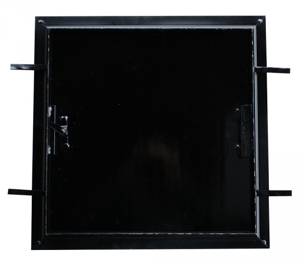 Schachtabdeckung, Riffelblechdeckel schwarz mit Rahmen 30 x 30 cm