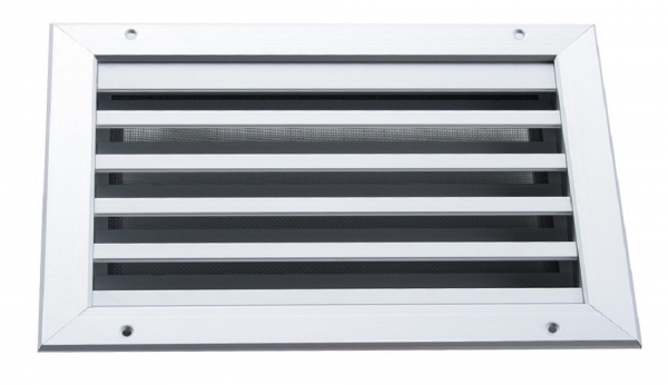 Lüftungsgitter 1000 x 1000 mm Aluminium weiß starke Ausführung mit Insektenschutz