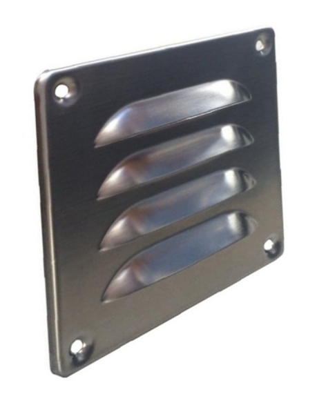 Lüftungsgitter Edelstahl 100 x 100 mm mit Insektenschutz, Schrauben, Dübel