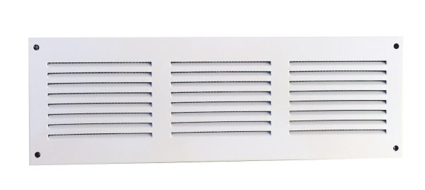 Lüftungsgitter verzinkt weiss 30 x 10cm, incl. Insektenschutz, Schrauben und Dübel