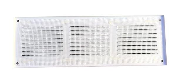 Lüftungsgitter verzinkt weiss 30 x 10cm, incl. Insektenschutz, Schrauben und Dübel
