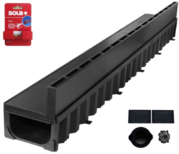 Rinnenset 9 ACO Schlitzrinne Hexaline 1 Meter 1 Zubehörset 1 Schnurwasserwaage