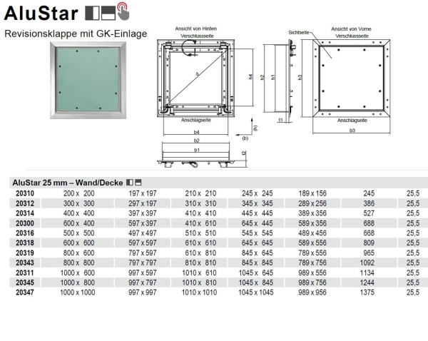 Datenblatt AluStar mit 25mm GKB-i Einlage