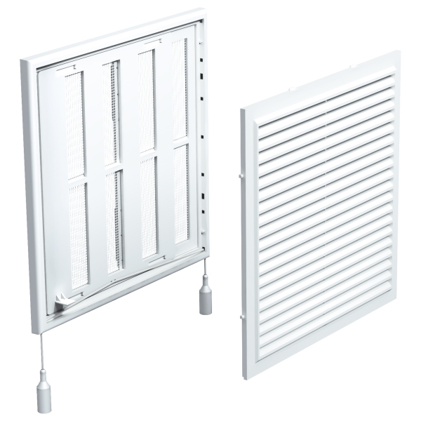 Lüftungsgitter weiss Kunststoff 250 x 250mm verschließbar