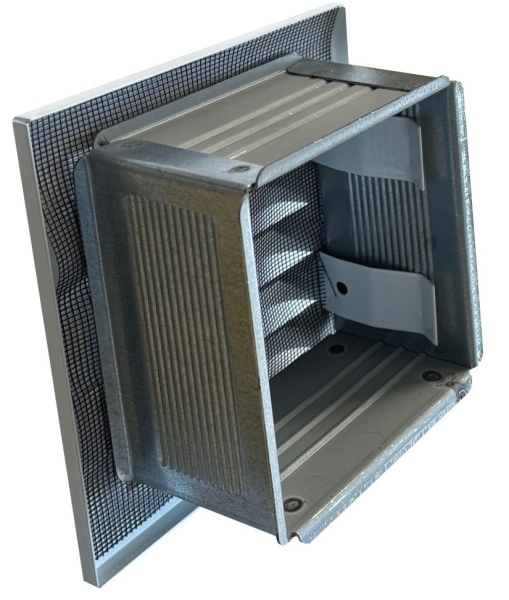 Lüftungsgitter mit Lamellen 140 x 140 mm und Einbaurahmen