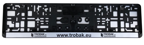 Kennzeichenhalterung pro Paar, Schriftzug auf Wunsch per Lasertechnik, Design geschliffene Aluminiumoptik