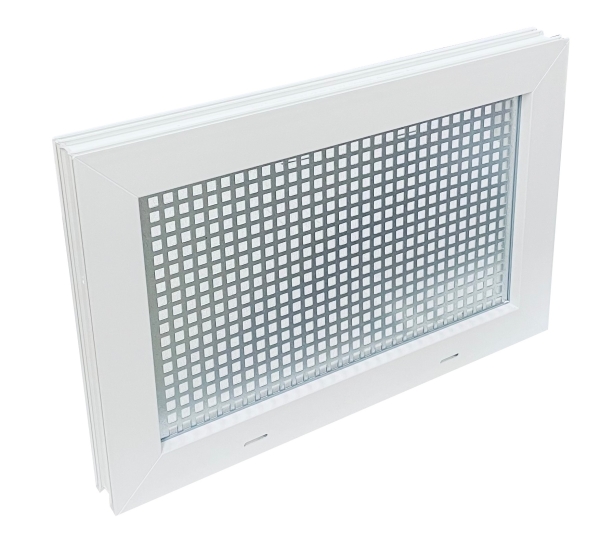 Kellerfenster weiss 80 x 40 cm Isolierverglasung 3.3 mit Schutzgitter, Pollenschutz, 4 Fensterbauschrauben