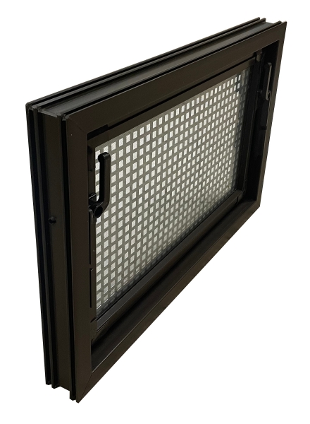 Kellerfenster braun 60 x 30 cm Isolierverglasung 3.3 incl. Schutzgitter, Insektenschutz, 4 Fensterbauschrauben, Fensterkeile
