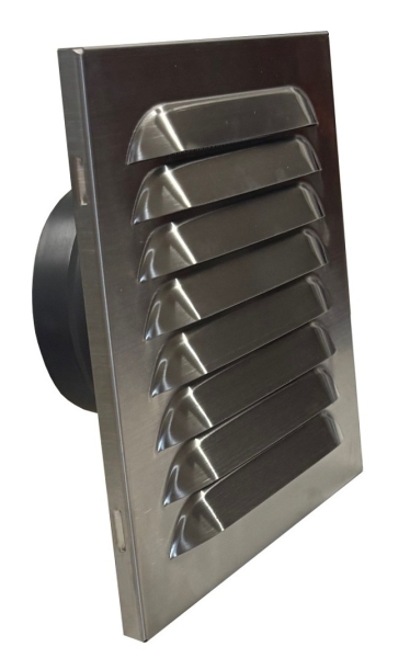 Lüftungsgitter Edelstahl Eckig mit Stutzen DN 150 mm Länge 100 mm