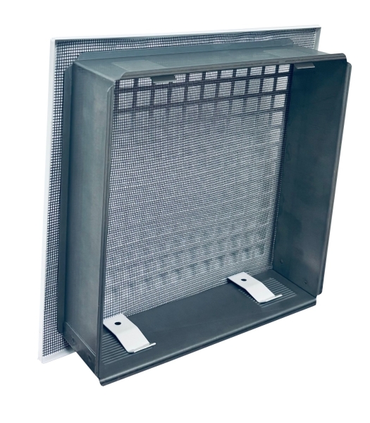 Lüftungsgitter Stahlblech 280 x 285 mm und Einbaurahmen