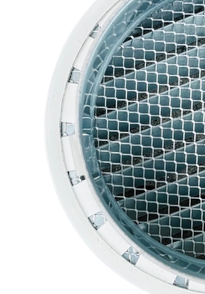 Lüftungsgitter Aluminium weiss mit Stutzen DN 145 - 150mm