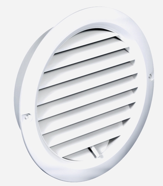 Lüftungsgitter Kunststoff weiß verstellbar Stutzen DN 125 mm