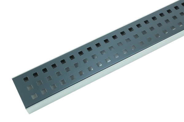 Entwässerungsrinnen Edelstahl superflach Rost Anthrazit mit Quadratlochung Set Typ 6, System 35/80