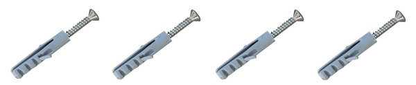 Edelstahlschrauben mit Dübel Durchmesser 6mm (Inhalt 4 Stck.)