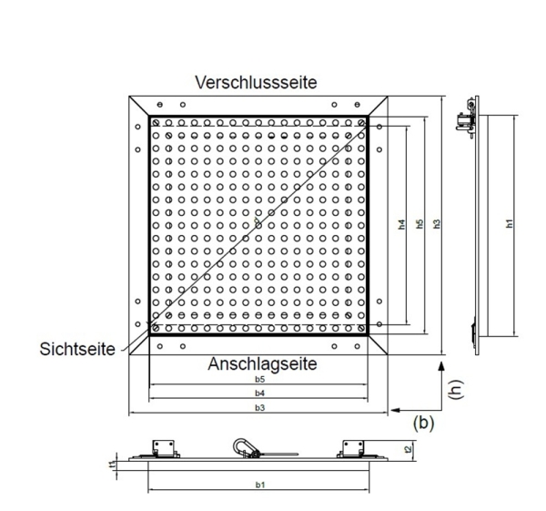 Skizze zu Revisionsklappe Lochplatteneinlage