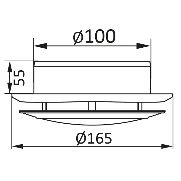 Skizze Zuluft Tellerventil PVC weiß System 100