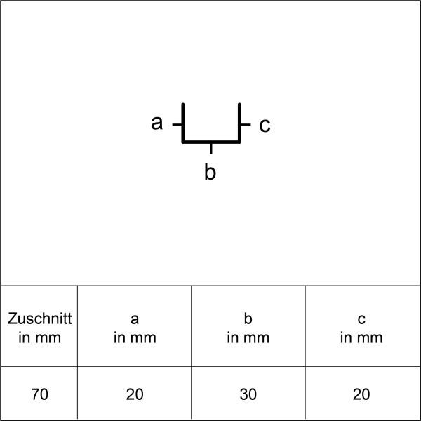 U- Profil 20 x 30 x 20mm Aluminium natur Länge 1,25 Meter