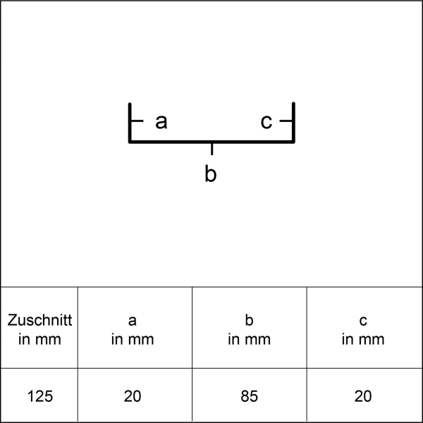 U- Profil 20 x 85 x 20mm Aluminium natur Länge 1,25 Meter