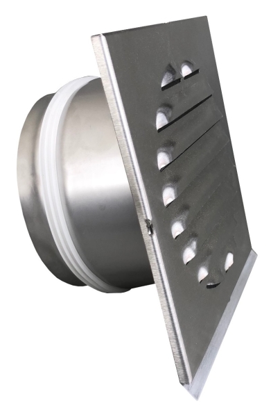 Lüftungsgitter Edelstahl Eckig mit Stutzen DN 150 mm/Länge 100 mm mit Tropfkante und Dichtung