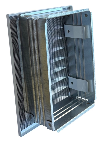Lüftungsgitter mit Lamellen 215 x 310 mm und Einbaurahmen